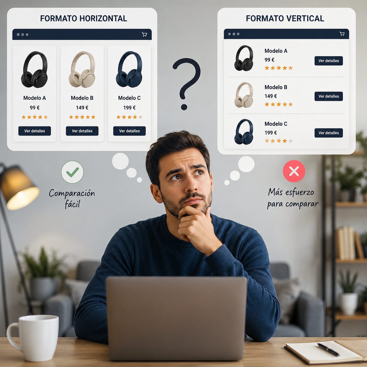 Horizontal vs vertical en la presentación de ofertas